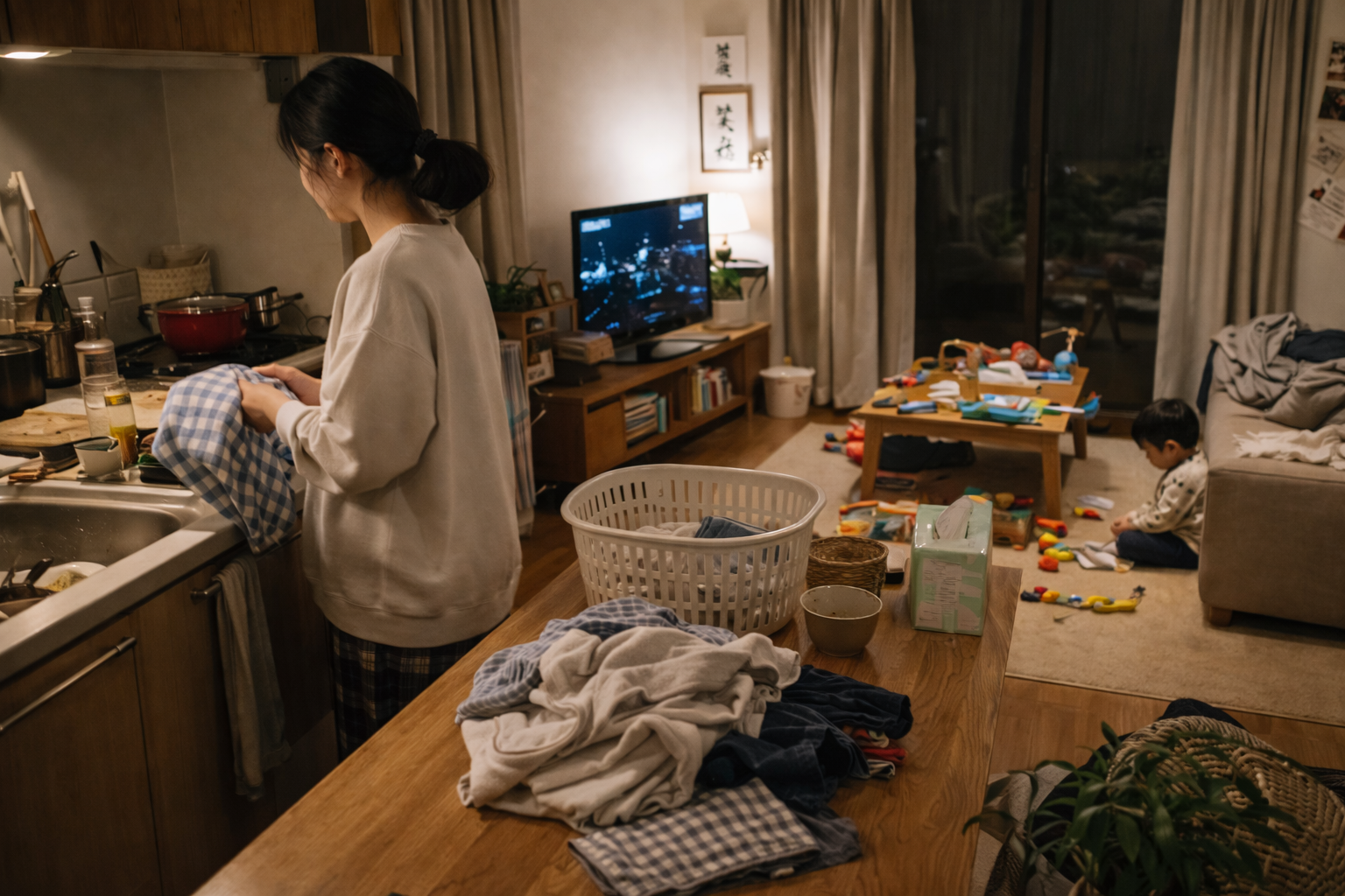 忙しく料理する主婦のイメージ